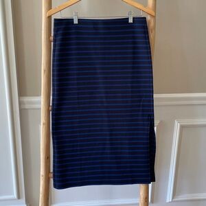 LOFT Dark Navy and Royal Blue Striped Skirt